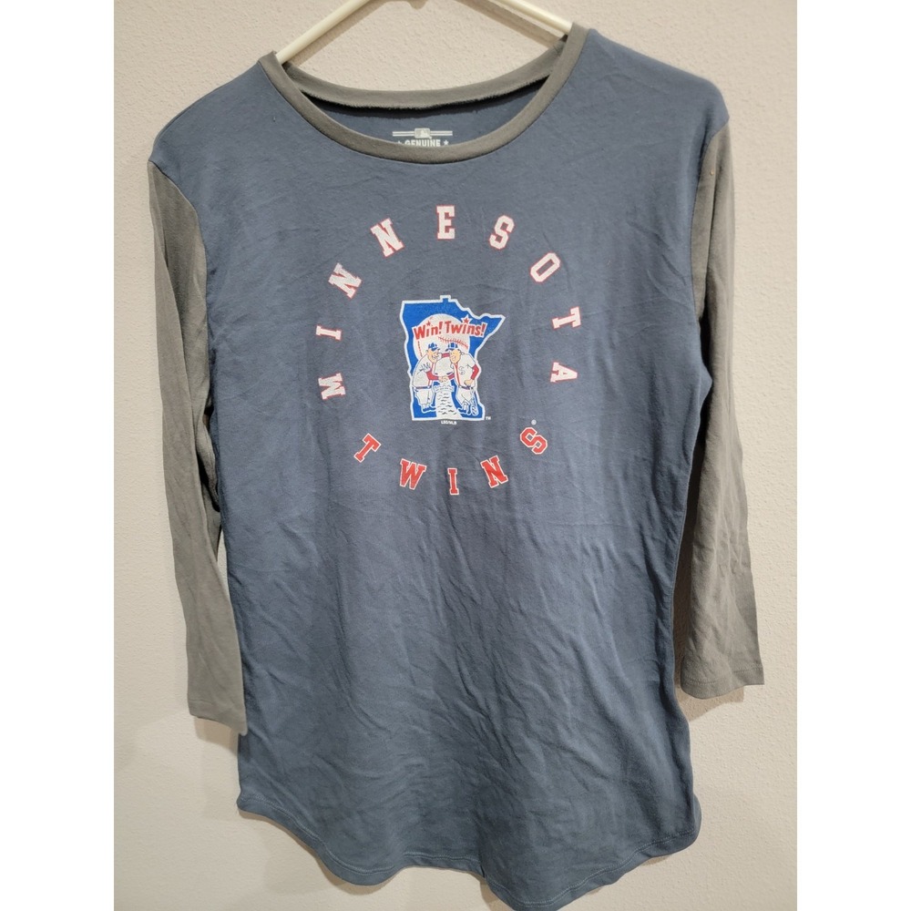 Official MLB Minnesota Twins Women's S‎ 3/4 Sleeve Soft Blend T Shirt Blue NWOT